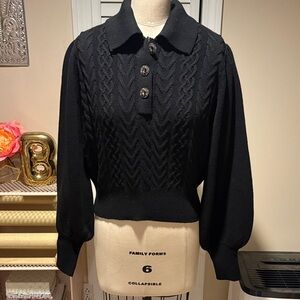 Who What Wear for Target Black Knit collared swtr